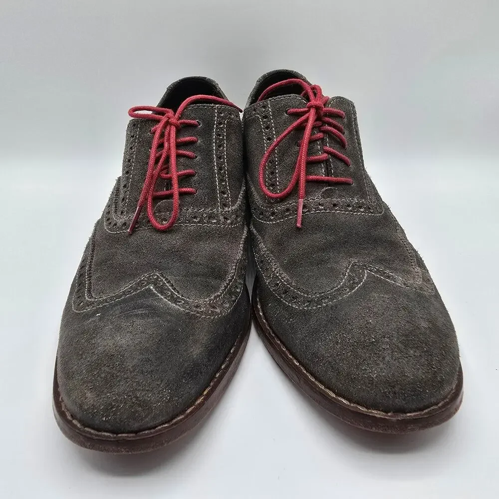 Cole Haan mens Colton suede charcoal gray oxford dress‎ shoes size 8